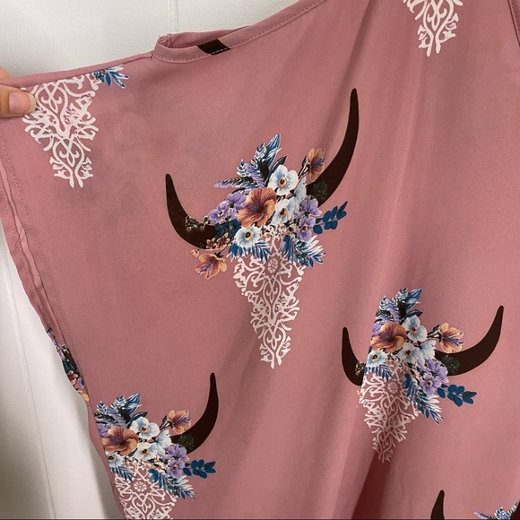Peach Love Bill Skull Print Mini Dress Small - Picture 5 of 6